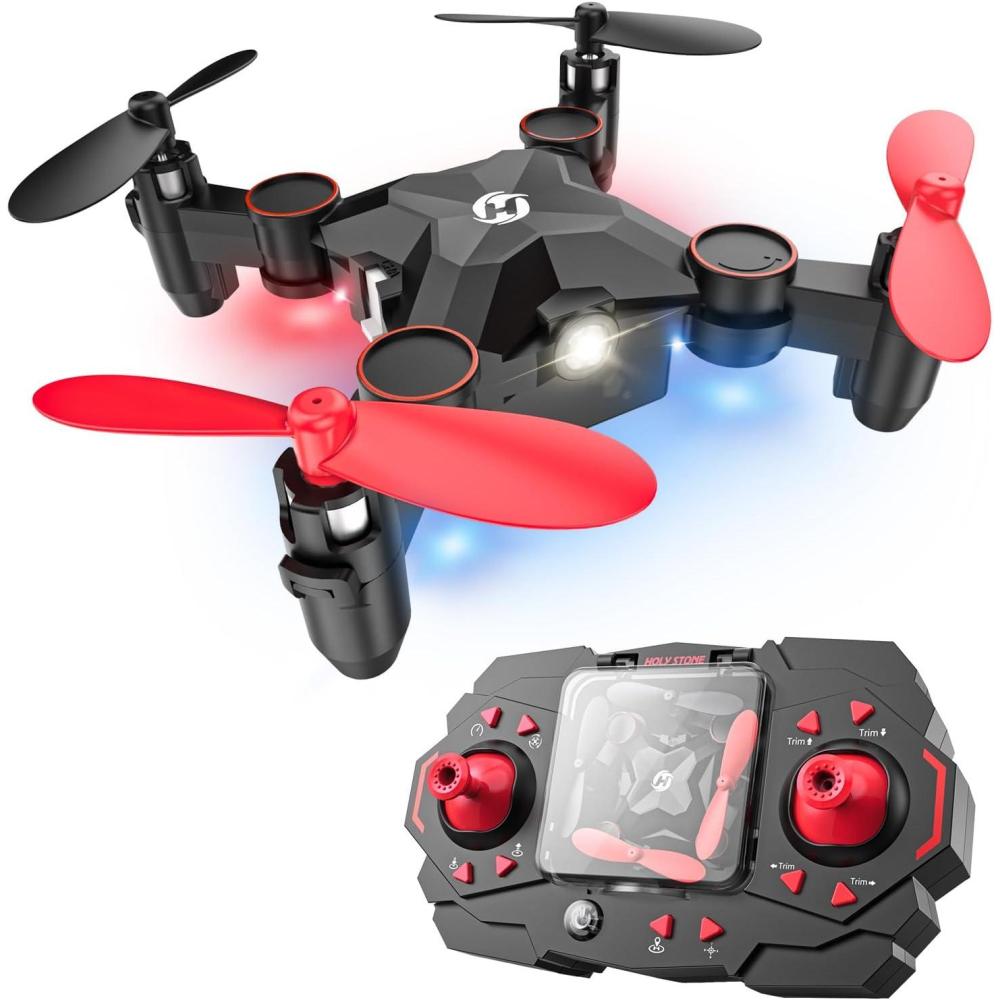imageHoly Stone HS190 Foldable Mini Nano RC Drone for Kids Gift Portable Pocket Quadcopter with Altitude Hold 3D Flips and Headless Mode Easy to Fly for BeginnersRed