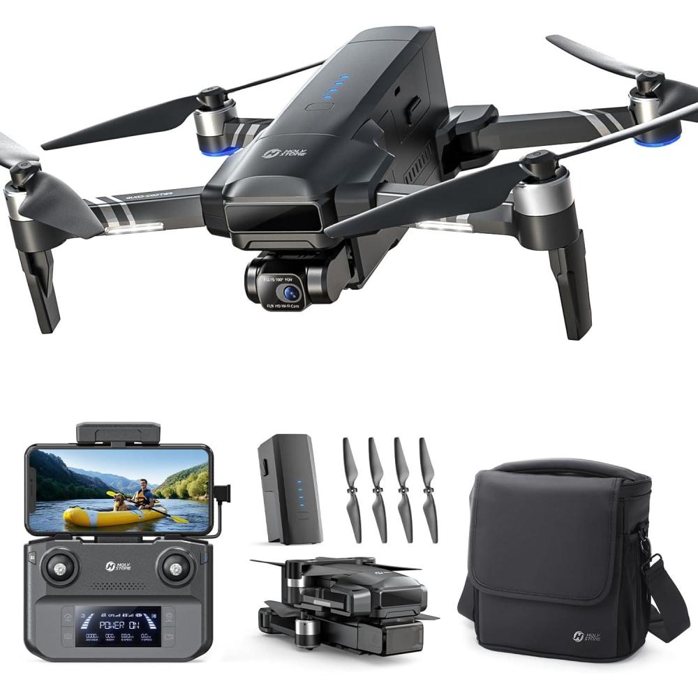 imageHoly Stone HS600 2Axis Gimbal Drones with Camera for Adults 4K EIS Integrated Remote ID 20000 FT Range Transmission GPS Drone with Brushless Motors 4K30FPS Follow Me Level 6 Wind Resistance