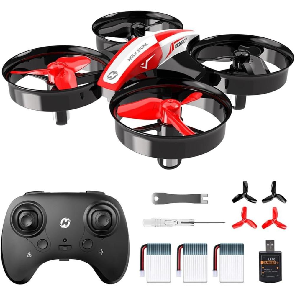 imageHoly Stone Mini Drone for Kids and Beginners RC Nano Quadcopter Indoor Small Helicopter Plane with Auto Hovering 3D Flips Headless Mode and 3 Batteries Great Gift Toy for Boys and Girls HS210 RedRed