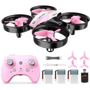 Holy Stone Mini Drone for Kids and Beginners RC Nano Quadcopter Indoor Small Helicopter Plane with Auto Hovering, 3D Flips, Headless Mode and 3 Batteries, Great Gift Toy for Boys and Girls, HS210 Red(Pink)