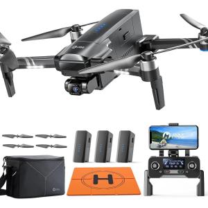 Holy Stone Drones with Camera for Adults 4K, 2-Axis Gimbal & EIS Anti Shake, FAA Remote ID Compliant, 3 Batteries 84-Min Flight Time, 10000 FT Range Transmission, Drone Landing Pad