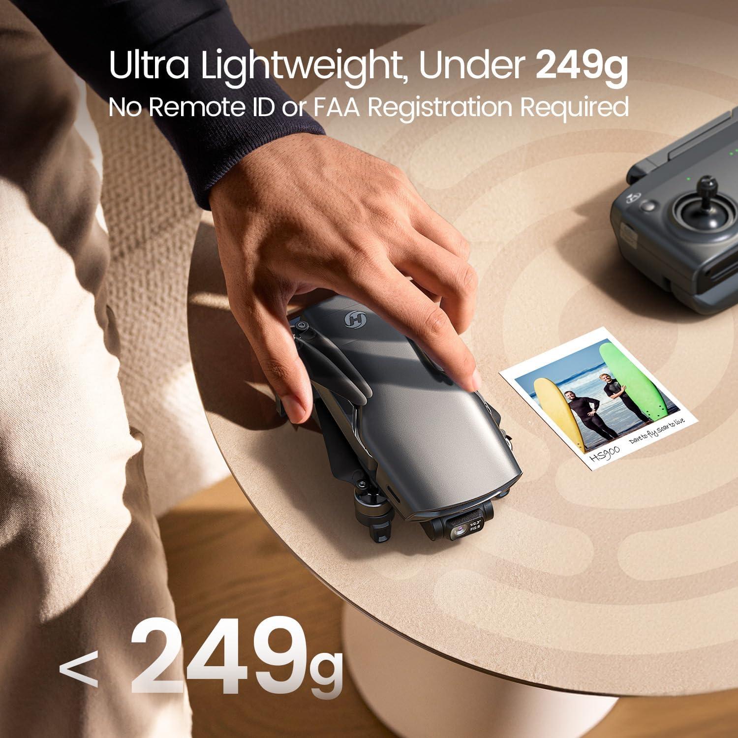 imageHoly Stone HS900 Drone with Camera for Adults 8K Photo ampamp 4K30fps Video 249g FAA Compliant 3Axis Gimbal Long Range 20000FT 58GHz GPS Return Dual Batteries with Charging Hub 60Min FlightHS900 24G Standard Edtion