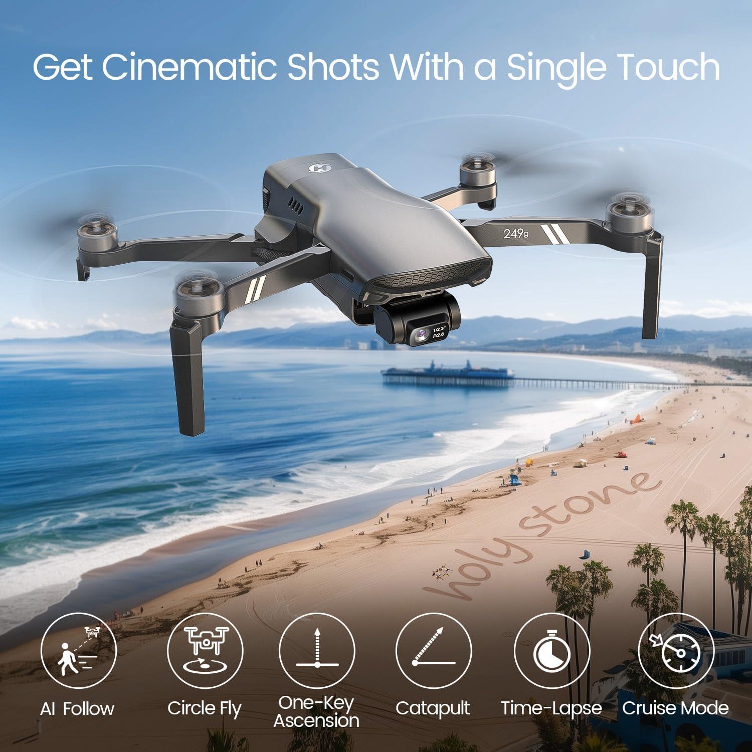 imageHoly Stone HS900 Drone with Camera for Adults 8K Photo ampamp 4K30fps Video 249g FAA Compliant 3Axis Gimbal Long Range 20000FT 58GHz GPS Return Dual Batteries with Charging Hub 60Min FlightHS900 24G Standard Edtion