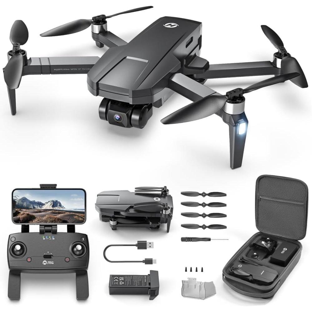 imageHoly Stone HS720R Advanced Drone Kit with Remote ID Flash Light ampamp Propeller Holder 3Axis 4K EIS GPS Drone for Adults LongRange Brushless Quadcopter with Strobe Light Strap ampamp Remote ID