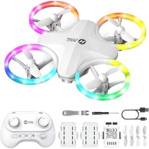 Holy Stone HS180 LED Mini Drone for Kids Beginners, RC Quadcopter with 3 Batteries 21 Min Flight, Easy to Fly, One Key Start, Altitude Hold, 3D Flips, Circle Fly, Headless Mode, Great Easter Gift Toy Drone